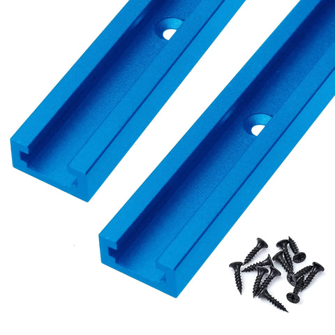 Two 24 Inch Aluminum T Track Set with Hold Down Clamps for Woodworking, high strength 6063 aluminum with blue anodized finish