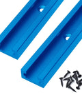 Aluminum 24 Inch T Track With Wood Screws Double Cut Profile Universal With Predrilled Mounting Holes Frosted Surface Anodized Blue 2 Pack