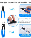 12 Piece Convertible Snap Ring Pliers Set For Internal And External Rings with blue handles and interchangeable tips