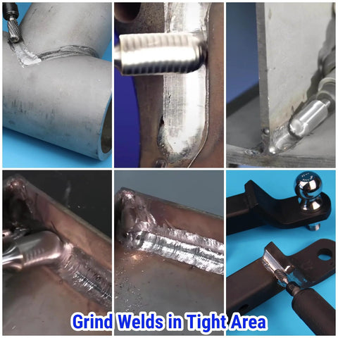 Sworker carbide burr set with 1/4 inch shank; die grinder bits for grinding welds and deburring metal.