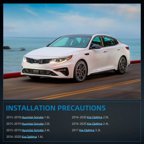 White Kia Optima driving on coastal road, suitable for Electric Fuel Pump Module Replacement for Hyundai Sonata and Kia Optima.