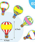 Totally Colorful Hot Air Balloon Cutouts Set With 54 Paper Shapes And 60 Glue Dots, illustration of 5 balloons, each 4.7x6.7 inches