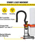Pro Grade Portable Dust Collector With 716 CFM Vortex Cyclone System, 1.5 HP Motor, 47 Gallon Bag, Mobile Base, 5 Micron Filter Kit