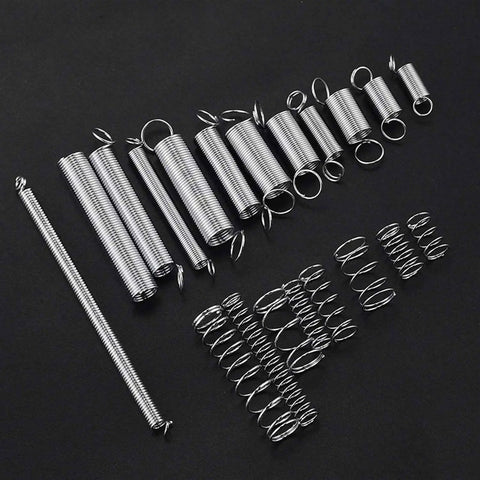 Super Cool 200pcs Spring Assortment Kit With 20 Sizes Of Compression And Extension Springs For Car Auto Repair, Hand Tools And Home Gadgets Made From Durable Zinc Steel, assorted springs on black background