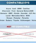 Image listing compatible EVs with Plug And Go Tesla To Ccs And J1772 Charging Adapter With 250Kw Fast Current.