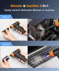 2 In 1 Air Blower And Suction Duster With Brushless Motor cleaning computer and keyboard
