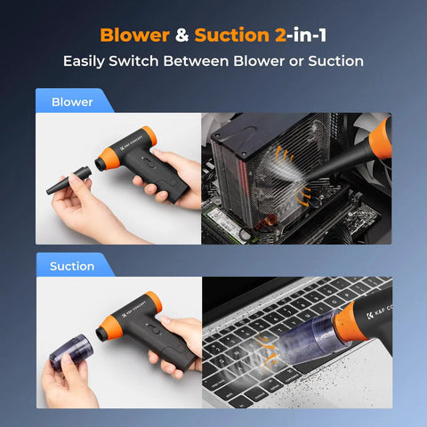 2 In 1 Air Blower And Suction Duster With Brushless Motor cleaning computer and keyboard