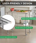 Stainless Steel Commercial Workbench 30 By 36 Inch With Caster Wheels NSF Certified Heavy Duty Table Cart in kitchen setting