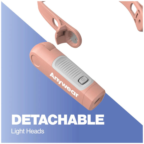 Bright Magnetic Neck Light 2 Pack With Detachable Lights For Hands Free Use, pink unit showing detachable head.