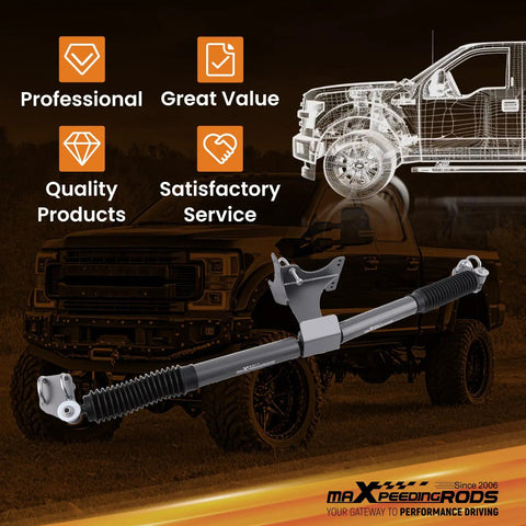 Dual Steering Stabilizer For Ford F 250 F 350 Super Duty 4WD Lifted Trucks, 2 To 8 Inch Lift, G1 Version displayed on off-road truck