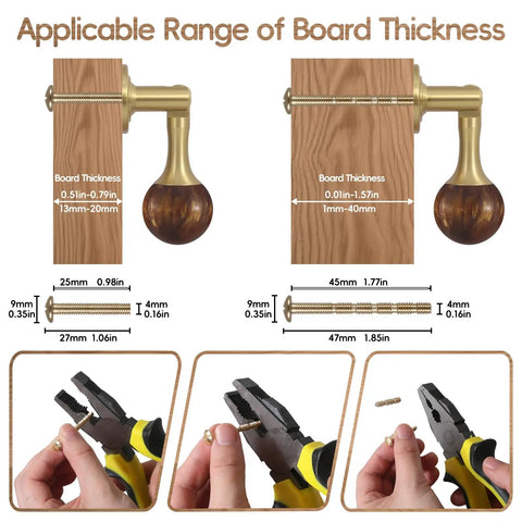 5 Pack Brass Cabinet Pulls Tear Drop Knobs With Copper Base For Dresser Drawers And Kitchen Cabinets Yellow Vintage Hardware showing installation dimensions and tools.