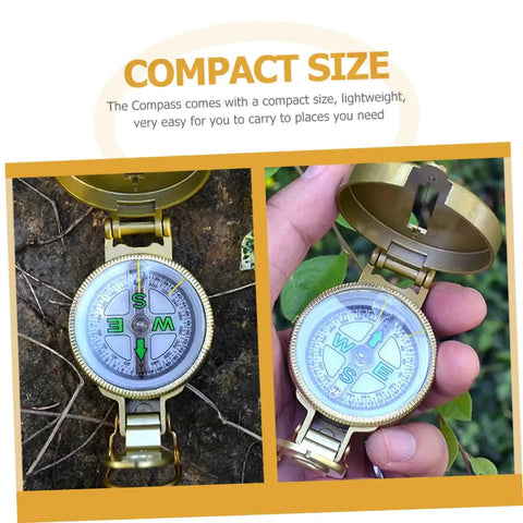 Compact All In One Portable Hiking Compass With Carabiner for Camping and Backpacking, showing map needle and durable keychain