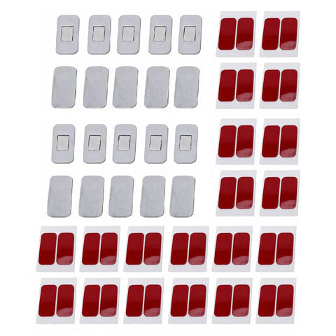 20 Pcs Magnetic Cabinet Door Catch Set, Stainless Steel Ultra Thin Stick On Adhesive Latches with Red Markers