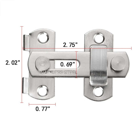 Dimensions of 4 Pack Brushed Nickel Stainless Steel Barn Door Latches 2.75 x 2.02 Inches