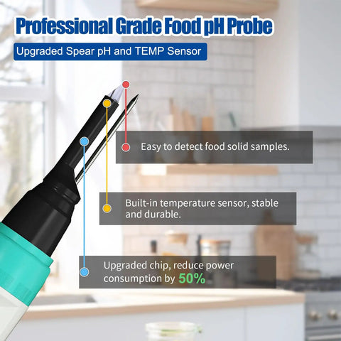 Digital Waterproof pH Meter With High Accuracy pH And Temperature Probe For Sourdough, Cheese, Solid And Liquid Foods
