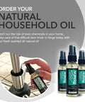 Renew Natural Household Oil Unscented All Purpose Lubricant Spray For Doors Hinges And Locks bottle and application on hinge