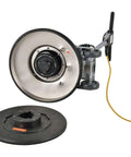 Corded Dual Speed Floor Machine Workhorse With 20 Inch Cleaning Width Stainless Steel Build Heavy Duty 1.5 HP Motor All Steel Gearbox And 50 Foot Safety GFCI Power Cord For Versatile Commercial Floor Care showing bottom view with circular attachment.