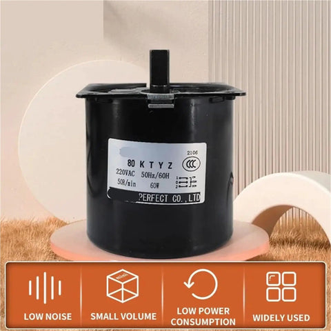 60W 220V AC Permanent Magnet Synchronous Motor With Low Speed Gearbox CW CCW Ready Stable Torque For DIY Projects