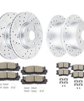 Front And Rear Drilled And Slotted Brake Rotors With Ceramic Pads Kit For Toyota Camry 2012 2017 Avalon 2013 2018 ES350 2013 2018 ES300h 2013 2018