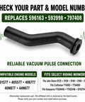 Two Pack Rubber Vacuum Hose With Clamps For Fuel Pump Vacuum Line Replacement 596163 Compatible With OEM 593998 797408 Lawn Tractors