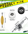 Diagram showing sizes in 16 Piece Fingerboard Tool Kit With CNC Lathed Bearing Wheels Nut Drivers And Screwdrivers