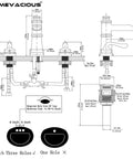 Installation diagram of Black Waterfall Bathroom Faucet With 8 Inch Widespread Arc, Dual Lever Handles, and 3-Hole Vanity Setup