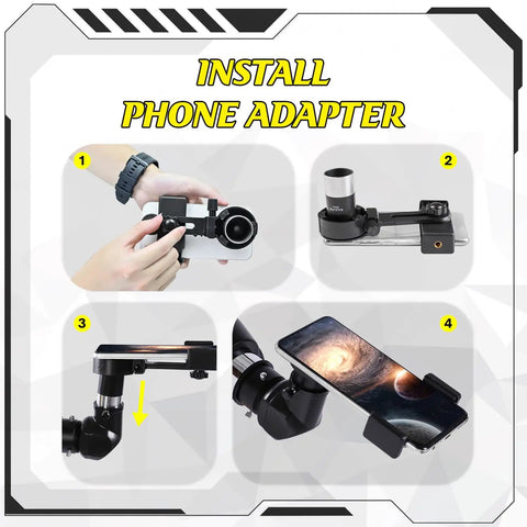 Step-by-step installation of phone adapter for 90mm Refractor Telescope With 900mm Focal Length AZ Mount Easy Setup Precision Adjustment