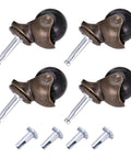 Set of 4 Antique Ball Caster Wheels For Furniture 1.5 Inch Diameter with inserts for smooth gliding on floors.