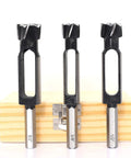 Badass Wood Plug Cutter Set For Pocket Holes And Dowel Pins featuring 3 cutters for 5/8, 3/8, and 1/2 inch joinery work.