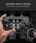 Hand holding smartphone showing view from Two Pack Outdoor Security Camera Set 1080p Waterproof WiFi Smart Cams With Night Vision Motion Alerts