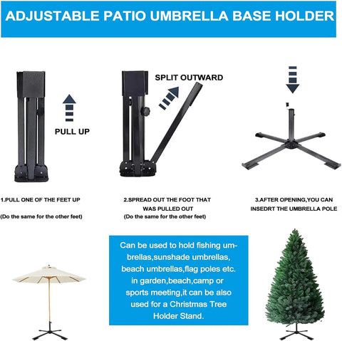 Heavy Duty Foldable Beach Umbrella Stand With Universal Clamp That Fits Poles From One Inch To One And A Half Inches Portable Base Holder For Beach