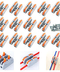Mini Lever Nut Wire Connector Set SCH-2 With Plug-And-Play Quick Spring Terminal Blocks, Reusable Cable Clamp Connectors, 14 Pcs