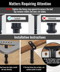 Heavy Duty Adjustable Bed Support Legs 4 Pack Fix That Wobbly Frame Fast showing installation instructions and stability details.