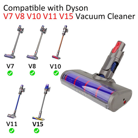 Dyson Quick Release Soft Roller Cleaner Head With LED Indicator Replacement for V7 V8 V10 V11 V15 Cordless Vacs