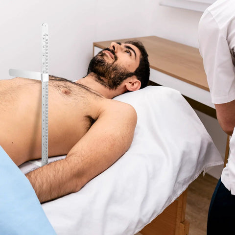 Clinician uses Pro Grade 16 Inch X Ray Caliper Ruler Stainless Steel Body Caliper With Inch And Centimeter Measurements on patient