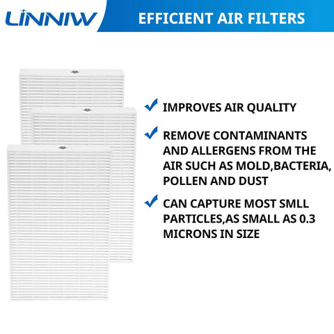 R Replacement Filter 3 Pack For Honeywell HPA Series Air Purifiers display with text about benefits and features