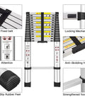 15 Ft Aluminum Telescoping Ladder For Home And Outdoor Tasks EN131 Standards Lightweight Yet Sturdy Extension Ladder details