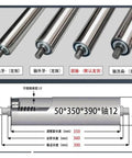 Heavy Duty 4 Pieces Stainless Steel Non Power Shaft Belt Conveyor Roller Kit showing different roller designs and dimensions.