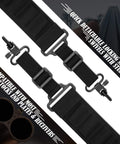 Close-up of Heavy Duty Shotgun Sling With 15 Round Shellholder For 12 Gauge showing mil-spec swivels and metal hooks