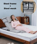 Sturdy Greenlemon Electric Bed Backrest Lifter With Remote Adjustable Support For Heavy Duty Use Up To 300 Pounds Load Capacity Flexible Angle Settings From Four To Sixty Eight Degrees, shown in use with a steel frame.