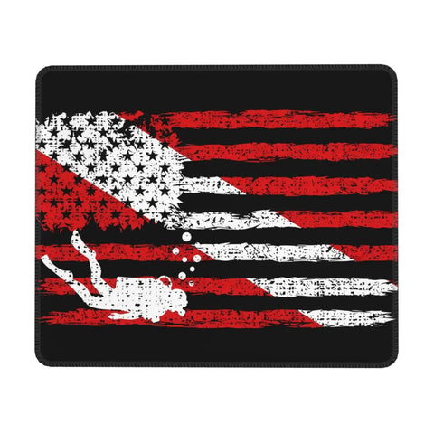 Vintage Scuba Dive Flag Mouse Pad For Laptop And Desk Setup with diver and flag graphic, non slip, water resistant.