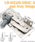 Two Pack Buttery Smooth Soft Close Pivot Tip Out Tray Hinges Heavy Duty Beast For Kitchen Cabinets And Furniture Doors Solid Steel Construction. LD-0220-50SC hinge with detailed dimensions.