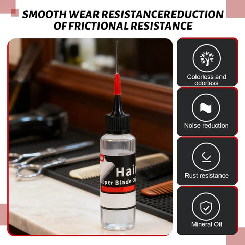 Two Pack Hair Clipper Oil Lubricant For Clippers And Trimmers, Smooth Glide Formula bottle on barber station