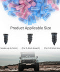 Pack Of 90 Tire Repair Kit With Plugs And Screwdriver, showing three size screw in plugs for most cars puncture repair kit today.