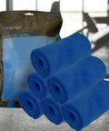 Chilly Mini Cooling Neck Towel Pack Of 6 Blue 29x3 Inches, hyper evaporative material, packaged set with rolled towels visible