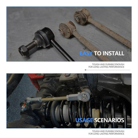 Beefed-Up Sway Bar Link Kit For Jeep Renegade 2015-2021 500X 2016-2019 And Compass 2017-2022 Front And Rear Stabilizer Replacement Links Replaces 68246496AA, black link installed on suspension