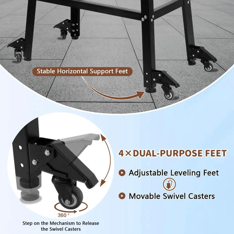 No Sweat Heavy Duty Drill Press Stand With Smooth Rolling Casters And Quick Adjust Platform 700 Lb Capacity rugged steel cart dual-purpose swivel caster feet