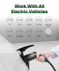 Level 2 Home EV Charger 40 Amp With Smart AI Tech, Wi Fi And Bluetooth EVSE being used with diverse electric vehicles