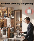 Wireless Doorbell Chime With 32 Dope Ringtones, Pair Up To 20 Sensors, 500ft Range, 5 Level Volume, LED Indicator, Perfect for Home, Store, Office, and Caregiver Use wall-mounted white receiver with LED alert