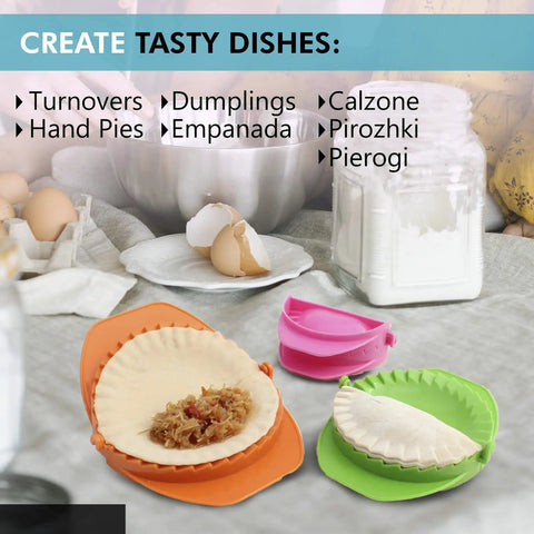 Set Of 3 Dough Press Molds 4 Inch 5 Inch 6 Inch Plastic Pastry Shaper For Dumplings Hand Pies Ravioli Pierogi Turnovers With Crimped Crust Edges Easy To Use Kitchen Gadget For Home Cooks